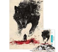 Rompecabezas para Adultos de 1000 Piezas Lobo y Samurái Rompecabezas para Adolescentes Juego de ingenio Divertido y humorístico Un Gran Regalo para los Amantes de los Videojuegos (Tamaño 38x52cm)