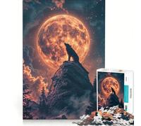 Rompecabezas para Adultos de 1000 Piezas Lobos en la Serenata Lunar Juegos Familiares interacción Entre Padres e Hijos Regalos para Amigos y Familiares 38x52cm