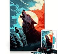 Rompecabezas para Adultos de 1000 Piezas Lobos Gemelos Aullando en la Noche de Bordes precisos Juguete Creativo para desarrollar la Habilidad Juego para Pasar un rato Agradable Pieza de navideña
