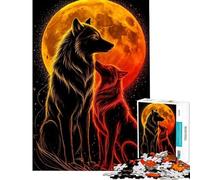 Rompecabezas para Adultos de 1000 Piezas Lobos y Luna Ardiente Un Reto para completar Juguete Divertido para Toda la Familia Decoración de Pared para Mayores de 14 años Juego de Rompecabezas Incluido