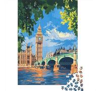 Rompecabezas para Adultos De 1000 Piezas London Bridge Painting Rompecabezas Práctico Juego Regalo De Cumpleaños Cumpleaños Y Navidad 52x38cm/1000pcs