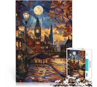 Rompecabezas para Adultos de 1000 Piezas Londres bajo la luz de la Luna Juego de ingenio Actividades Divertidas en casa, Regalos de cumpleaños, Regalos de Viaje, 52x38cm
