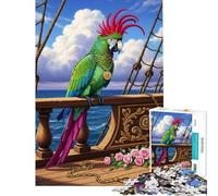 Rompecabezas para Adultos de 1000 Piezas Loro Pirata en la Cubierta de un Barco Un Reto para completar Diversión en Familia Juegos Divertidos para Mayores de 14 años (38x26cm)