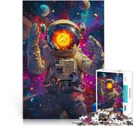 Rompecabezas para Adultos de 1000 Piezas Los astronautas Ven el Sol Hecho de Madera para Mayores de 14 años Desafío de Juego de Juguetes educativos Grandes Regalos y Juguetes tamaño:50x75cm