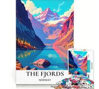 Rompecabezas para Adultos de 1000 Piezas: Los fiordos de Noruega, Juegos Divertidos para Toda la Familia, con Piezas de Formas aleatorias Que encajan Perfectamente 38x26cm