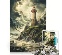 Rompecabezas para Adultos de 1000 Piezas Los Secretos del Antiguo Faro Juguete Educativo Corte de precisión para Fortalecer el Amor en Pareja 38x26cm