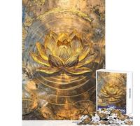 Rompecabezas para Adultos de 1000 Piezas Loto Dorado Armonía Juegos Familiares Juguete de Decoración para el Hogar Decoración de Pared con Piezas de Formas Al Azar Que Encajan Completamente (38x52cm)