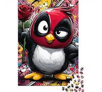 Rompecabezas para Adultos De 1000 Piezas Love Penguin with Rose Rompecabezas para Adolescentes Juguetes De Bricolaje Corte De Precisión Difícil Y Desafiante 70x50cm/1000pcs