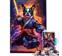 Rompecabezas para Adultos de 1000 Piezas Luchadores Boston Terrier Difícil y desafiante Mejora la Memoria Juguete Educativo para Mayores de 14 años 38x52cm