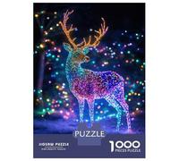 Rompecabezas para Adultos De 1000 Piezas Luminous Neon Reindeer Rompecabezas para Adultos Juego Práctico Análisis Y Lógica Gran Regalo para Los Amantes De Los Juegos 38x26cm/1000pcs