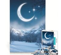 Rompecabezas para Adultos de 1000 Piezas: Luna Creciente sobre montañas Nevadas, Juego de ingenio, desafiante de completar, colección de Artistas, Bellas Artes 38x52cm
