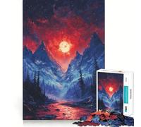 Rompecabezas para Adultos de 1000 Piezas Luna de Sangre,Montaña,Corte Ajustable Diversión,Actividad Mental Inteligente,Tiempo de Ocio,Regalo de Cumpleaños para Aficionados 50x75cm
