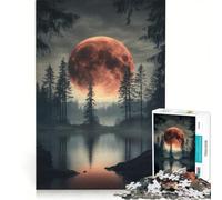 Rompecabezas para Adultos de 1000 Piezas: Luna de Sangre sobre el Lago Juguetes para armar, mejoran la Memoria Toda la Familia 50x75cm