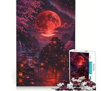 Rompecabezas para Adultos de 1000 Piezas: Luna de Sangre sobre el Valle de los cerezos en Flor, Juego de ingenio, antiestrés, Lista de Deseos con Papá Noel 38x26cm