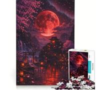 Rompecabezas para Adultos de 1000 Piezas Luna de Sangre sobre el Valle de los cerezos en Flor, Juego de ingenio, Regalo de cumpleaños, Ideal para Decorar el Escritorio 38x52cm