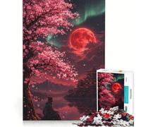 Rompecabezas para Adultos de 1000 Piezas: Luna de Sangre y Flor de Cerezo, Juego Familiar, Difícil y Reto, Regalo de Cumpleaños 38x26cm