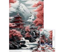 Rompecabezas para Adultos de 1000 Piezas Luna Roja Japón Juguetes antiestrés Grandes Regalos y Juguetes Juegos educativos interacción Entre Padres e Hijos tamaño 38x52cm
