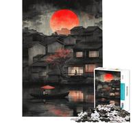 Rompecabezas para Adultos de 1000 Piezas Luna Roja Serenidad Rompecabezas para Adolescentes Patrón de Montaje Difícil y desafiante Juego Divertido para Toda la Familia 38x26cm