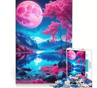 Rompecabezas para Adultos de 1000 Piezas Luna Rosa Juego Familiar entretenido para Reducir el estrés Juego de desafío único 50x75cm