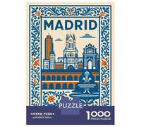 Rompecabezas para Adultos De 1000 Piezas Madrid Vintage Travel Rompecabezas Juego De Ingenio Aliviador del Estrés Difícil Y Desafiante 52x38cm/1000pcs