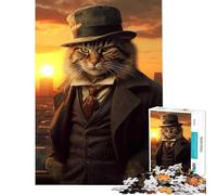 Rompecabezas para Adultos de 1000 Piezas Mafia Syberian Cat Juego desafiante Juguetes educativos decoración Perfecta Regalo Divertido (tamaño 38x52cm)