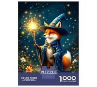 Rompecabezas para Adultos De 1000 Piezas Magical Fox Wizard Art Print Rompecabezas para Adolescentes Juguetes De Bricolaje Corte De Precisión Difícil Y Desafiante 38x26cm/1000pcs