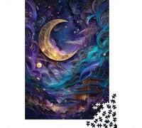 Rompecabezas para Adultos De 1000 Piezas Magical Night Sky with Moon and Stars Rompecabezas para Adultos Juguetes Antiestrés Regalos para Mujeres Juego Desafiante Regalos 38x26cm/1000pcs