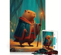 Rompecabezas para Adultos de 1000 Piezas Mago Capibara en el Bosque,Bordes impecables,Divertido Juego de concentración Mental,Juego Tranquilo,decoración navideña,Regalo (50x75cm)