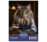 Rompecabezas para Adultos De 1000 Piezas Maine Coon Cat in The Pub Rompecabezas para Adultos Juguetes Antiestrés Decoración del Hogar Juego Desafiante Regalos 70x50cm/1000pcs