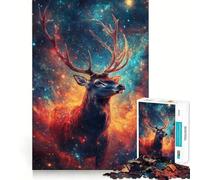 Rompecabezas para Adultos de 1000 Piezas Majestad del Ciervo Celestial,Arte de Corte Limpio,Juguete Divertido,Juego Relajante,Regalo Navideño Tranquilo (38x52cm)