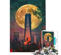 Rompecabezas para Adultos de 1000 Piezas Majestad Urbana a la Luz de la Luna Rompecabezas para Adultos para divertirse en Familia Juguete Educativo y desafiante Juego Intelectual 38x52cm