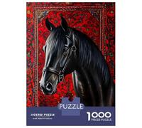Rompecabezas para Adultos De 1000 Piezas Majestic Black Horse Rompecabezas para Adultos Juego Práctico Corte De Precisión 52x38cm/1000pcs