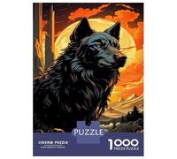 Rompecabezas para Adultos De 1000 Piezas Majestic Black Wolf Moon Rompecabezas Antiestrés Juguetes Divertidos Y Humorísticos Actividades Divertidas En Casa, 52x38cm/1000pcs