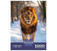 Rompecabezas para Adultos De 1000 Piezas Majestic Lion Walking in Winter Forest Rompecabezas para Adultos Juegos Relajantes Decoración Cumpleaños 52x38cm/1000pcs
