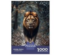 Rompecabezas Para Adultos De 1000 Piezas Majestic Lion Walking Through Forest Path Rompecabezas Para Adultos Juegos Familiares Vacaciones En Casa Matar El Tiempo Para Cumpleaños, Navidad 70x50cm/1000p
