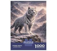 Rompecabezas para Adultos De 1000 Piezas Majestic White Tiger in Mountain Landscape Rompecabezas para Adultos Juego Práctico Decoración De Pared Cumpleaños Y Navidad 52x38cm/1000pcs