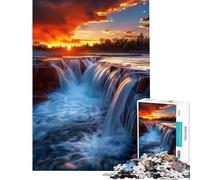 Rompecabezas para Adultos de 1000 Piezas Majestuosa Cascada al Atardecer Rompecabezas de 1000 Piezas para decoración del hogar Juguetes de análisis y lógica Regalos para Amigos y Familiares (38x26cm)