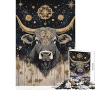 Rompecabezas para Adultos de 1000 Piezas Majestuosidad del Toro Estrellado Juego de ingenio para Adultos Alivio del estrés diversión en casa (tamaño 38x52cm)
