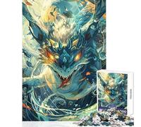 Rompecabezas para Adultos de 1000 Piezas Majestuoso Dragón Azul Juguetes antiestrés Grandes Regalos y Juguetes Juegos educativos interacción Entre Padres e Hijos tamaño 50x75cm
