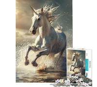 Rompecabezas para Adultos de 1000 Piezas Majestuoso Galope de Unicornio Ayuda a ejercitar el Cerebro Una Obra de Arte Juegos relajantes para Mayores de 14 años 38x26cm