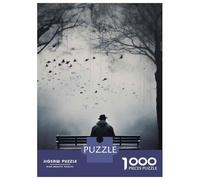 Rompecabezas para Adultos De 1000 Piezas Man Sitting on Bench in Rain Rompecabezas para Adolescentes Juguetes De Bricolaje Corte De Precisión Difícil Y Desafiante 52x38cm/1000pcs