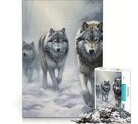 Rompecabezas para Adultos de 1000 Piezas Manada de Lobos en un Bosque nevado Juegos Familiares interacción Entre Padres e Hijos Regalos para Amigos y Familiares 38x26cm