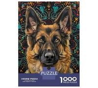 Rompecabezas para Adultos De 1000 Piezas Mandala German Shepherd Rompecabezas para Adultos Juego De Ingenio Decoración del Hogar Cumpleaños 70x50cm/1000pcs
