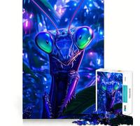Rompecabezas para Adultos de 1000 Piezas Mantis Religiosa Azul en Primer Plano,Corte Impecable Divertido,ejercita la Mente,Ideal para el Tiempo Libre o como decoración navideña 38x52cm