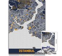 Rompecabezas para Adultos de 1000 Piezas, Mapa de Estambul, Juego Educativo Familiar, patrón de Montaje, Regalo de Amigo Secreto, tamaño 38x26cm