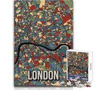 Rompecabezas para Adultos de 1000 Piezas, Mapa de la Ciudad de Londres en Tonos Tierra, Juegos relajantes, Vacaciones en casa, Pasatiempos, Regalos para el Amigo Secreto, tamaño 50x75cm