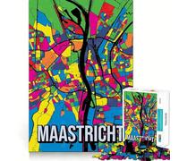 Rompecabezas para Adultos de 1000 Piezas,Mapa de la Ciudad de Maastricht,Países Bajos,Estilo Pop Art,Corte Impecable,Juego de concentración,Regalo de Juego Gratuito,Regalo de cumpleaños 50x75cm