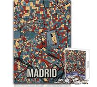 Rompecabezas para Adultos de 1000 Piezas, Mapa de la Ciudad de Madrid, España, Arte de Viaje, Juegos relajantes, Vacaciones en casa, Pasatiempos, Regalos de Amigo Secreto, tamaño 38x26cm