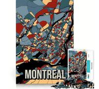 Rompecabezas para Adultos de 1000 Piezas,Mapa de la Ciudad de Montreal,Canadá,Tonos Tierra,Arte de Viaje,Corte Premium,Juego de Habilidad Mental,diversión ociosa,Arte de Pared navideño (38x52cm)