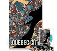 Rompecabezas para Adultos de 1000 Piezas Mapa de la Ciudad de Quebec en Tonos Tierra,Arte de Viaje,Arte de Bordes precisos,Ejercicio Mental,Juego Divertido y Tranquilo,Actividad de cumpleaños 38x26cm